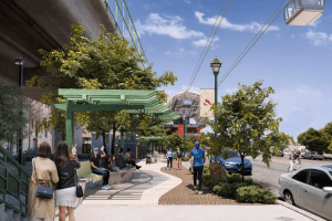 Rendering of Gondola stop at Chinatown Station 