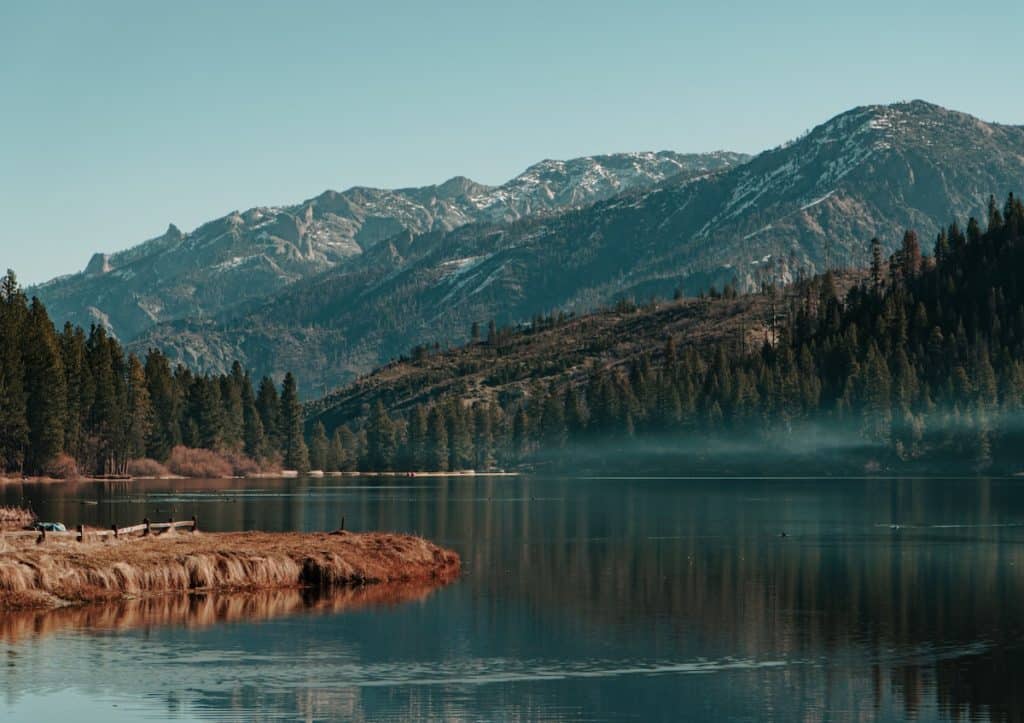A beautiful view of Hume Lake in California.