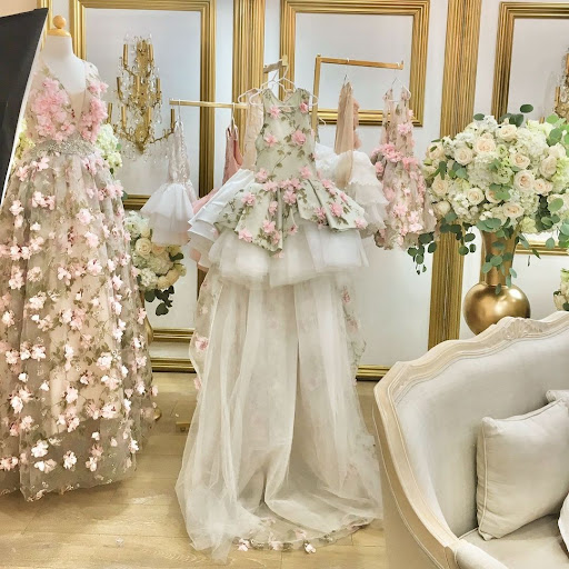 Inside Isabella Couture's showroom, filled with floral frocks for your Bridgerton look