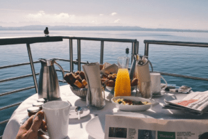 outdoor brunch on yacht