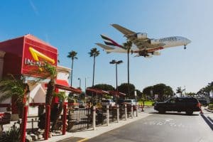 Plane flying over In N Out