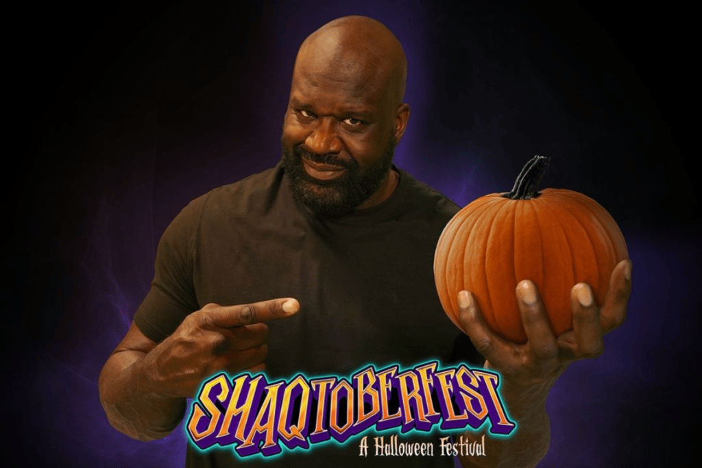 Shaq holding pumpkin - Shaqtoberfest