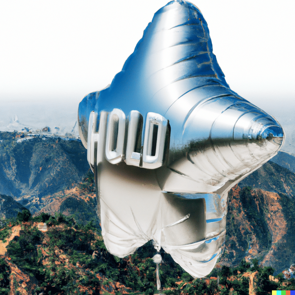 Hollywood Sign reimagined in Jeff Koons' style
