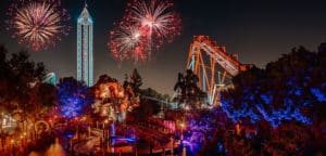 Fireworks show over Knott’s Berry Farm theme park