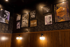 Images of Hollywood-inspired art and Taco Bell founder Glen Bell decorate the Taco Bell cantina in Hollywood