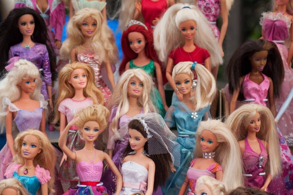 Dozens of Barbie dolls