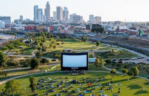 A breathtaking view of Downtown Los Angeles and a movie screening at Street Food Cinema.
