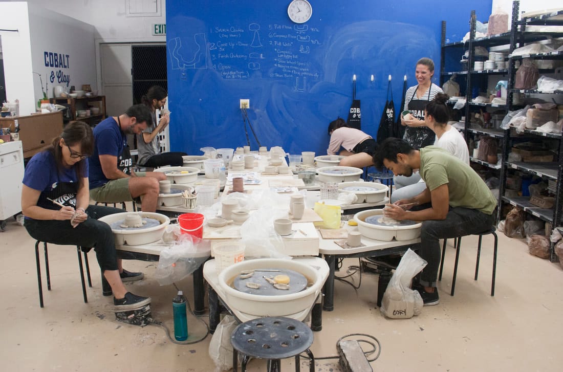 A pottery class hosted at Cobalt & Clay in Los Angeles.