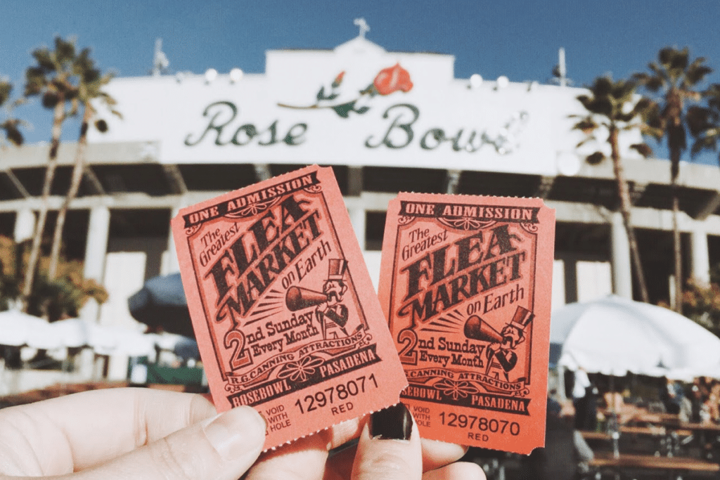 People holding their tickets to the Rose Bowl Flea Market