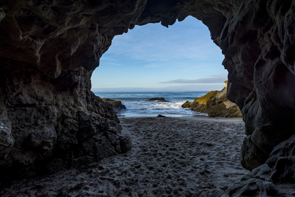 A photo looking out to the ocean from a cave in Leo Carrillo State Park.