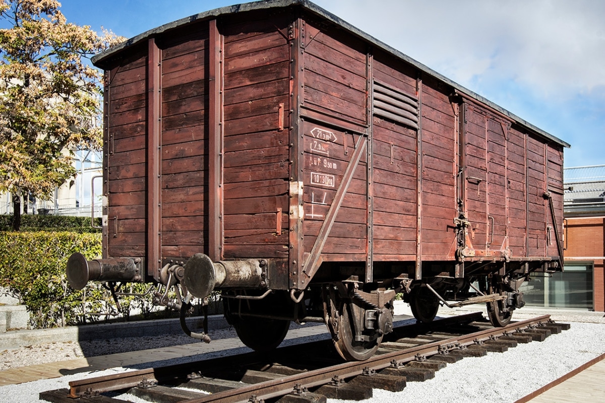 A boxcar used to transport victims to concentration camps