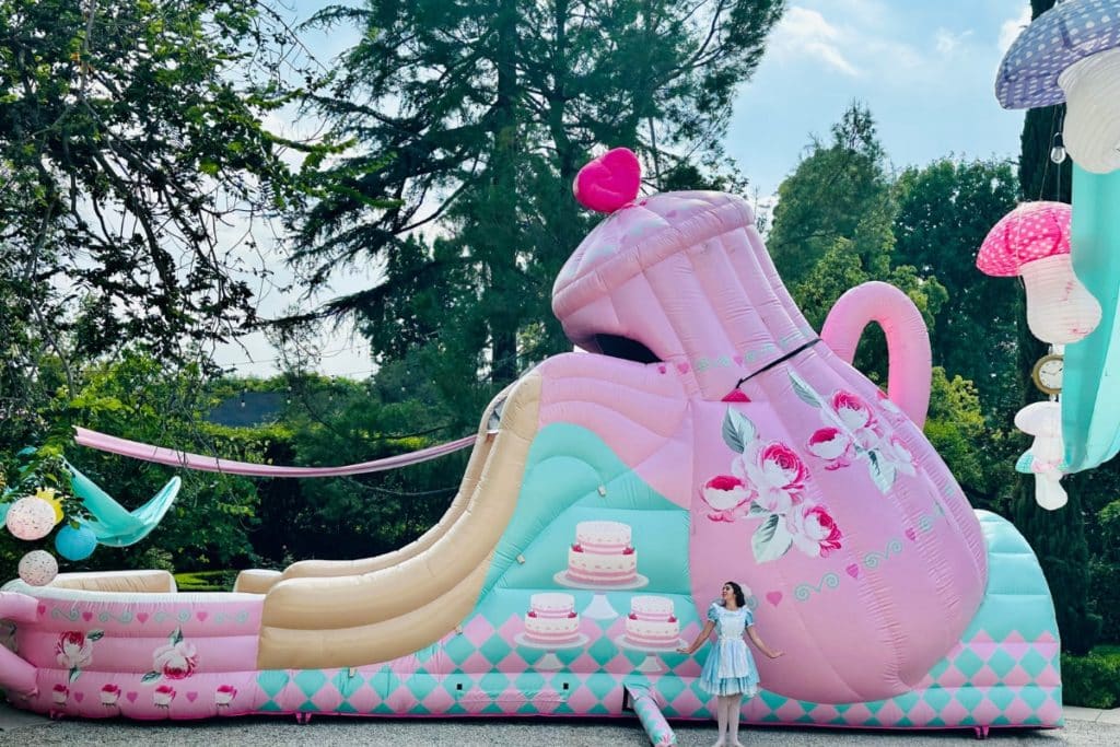 A giant inflatable teapot slide