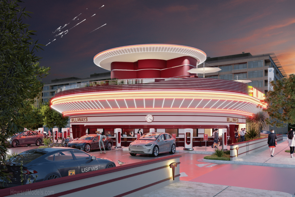 Tesla Diner render by Ed Howard