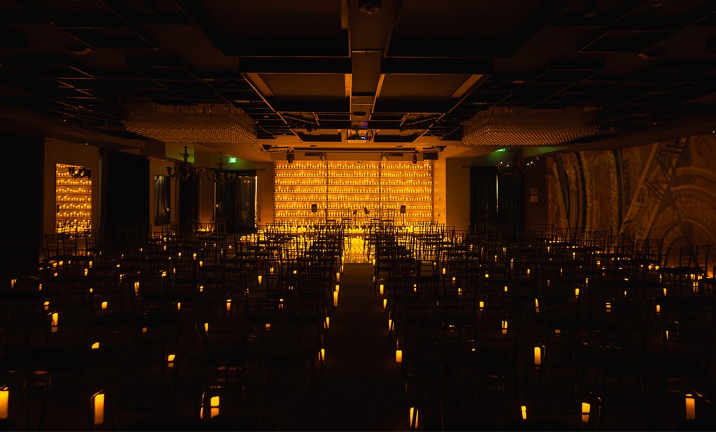 Vertigo Event Venue, Glendale set up for a Candlelight performance.