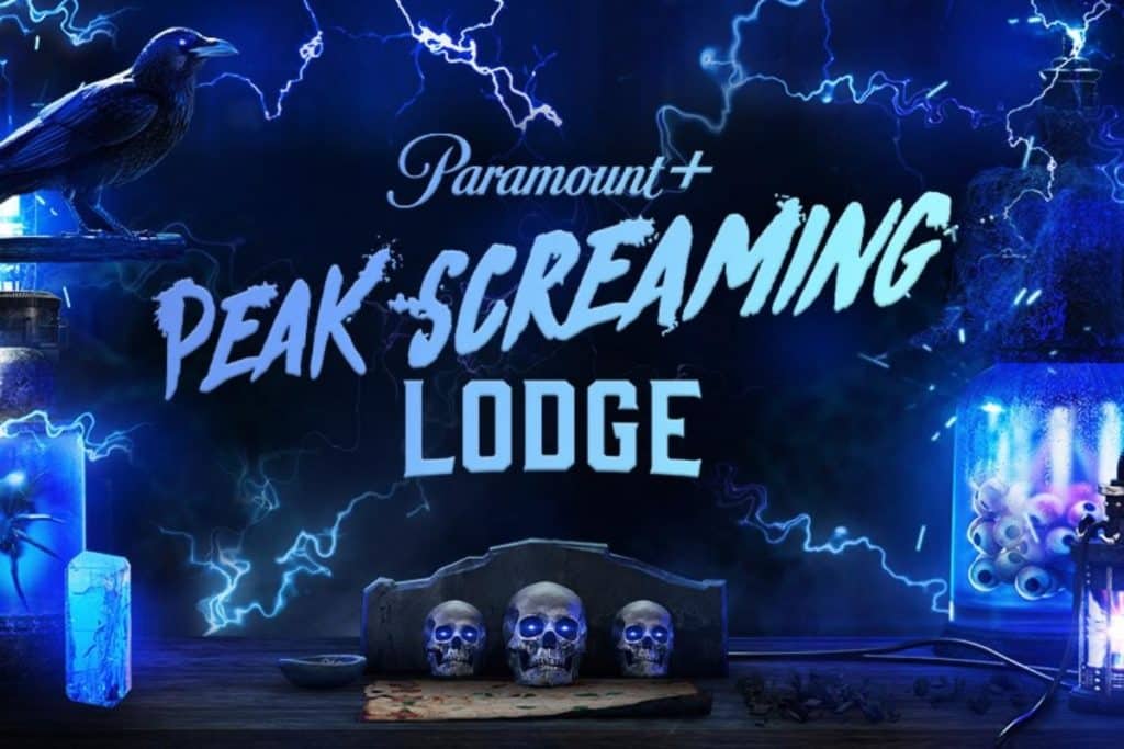 A graphic for Paramount+'s Peak Screaming Lodge